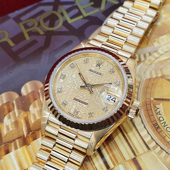 【大眾名錶】ROLEX 勞力士 69178 Datejust 18K金女錶 紀念金十鑽面盤 錶徑26 大眾名錶B1135-5