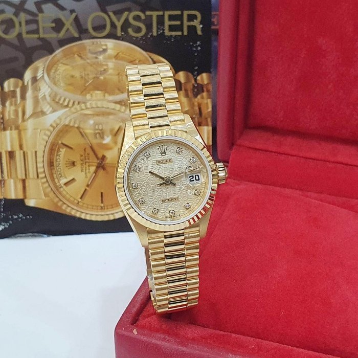 【大眾名錶】ROLEX 勞力士 69178 Datejust 18K金女錶 金十鑽紀念面盤 錶徑26 大眾名錶B1173-1