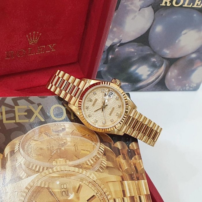 【大眾名錶】ROLEX 勞力士 69178 Datejust 18K金女錶 金十鑽紀念面盤 錶徑26 大眾名錶B1173-2
