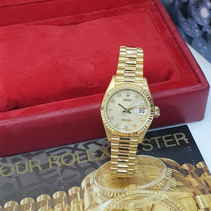 【大眾名錶】ROLEX 勞力士 69178 Datejust 18K金女錶 金十鑽紀念面盤 錶徑26 大眾名錶B1173-3