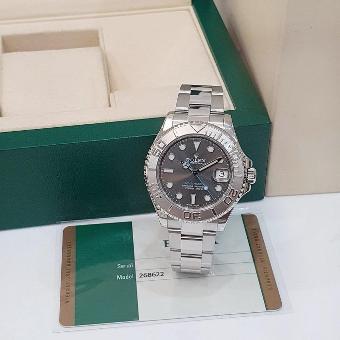 【大眾名錶】ROLEX 勞力士 268622 Yacht-Master 中型遊艇 灰面藍針 2017 大眾名錶G179-1