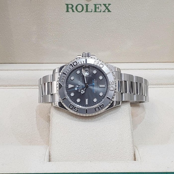【大眾名錶】ROLEX 勞力士 268622 Yacht-Master 中型遊艇 灰面藍針 2017 大眾名錶G179-2