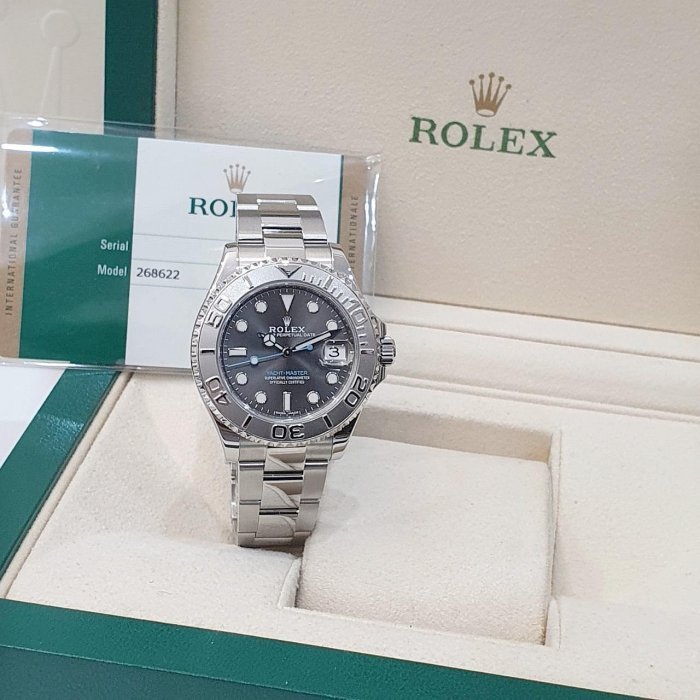 【大眾名錶】ROLEX 勞力士 268622 Yacht-Master 中型遊艇 灰面藍針 2017 大眾名錶G179-3