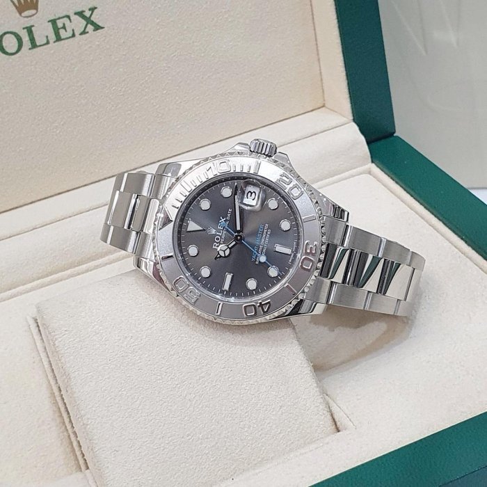 【大眾名錶】ROLEX 勞力士 268622 Yacht-Master 中型遊艇 灰面藍針 2017 大眾名錶G179-4