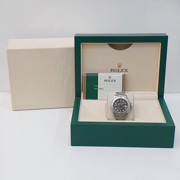 【大眾名錶】ROLEX 勞力士 268622 Yacht-Master 中型遊艇 灰面藍針 2017 大眾名錶G179-9