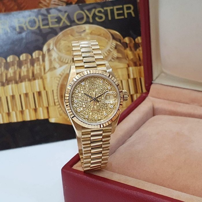 【大眾名錶】ROLEX 勞力士 69178 Datejust 18K金女錶 金色十鑽紀念面盤 大眾名錶B1101-1