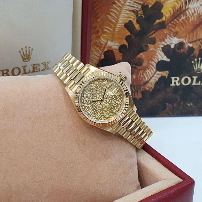 【大眾名錶】ROLEX 勞力士 69178 Datejust 18K金女錶 金色十鑽紀念面盤 大眾名錶B1101-2