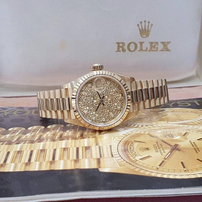 【大眾名錶】ROLEX 勞力士 69178 Datejust 18K金女錶 金色十鑽紀念面盤 大眾名錶B1101-4