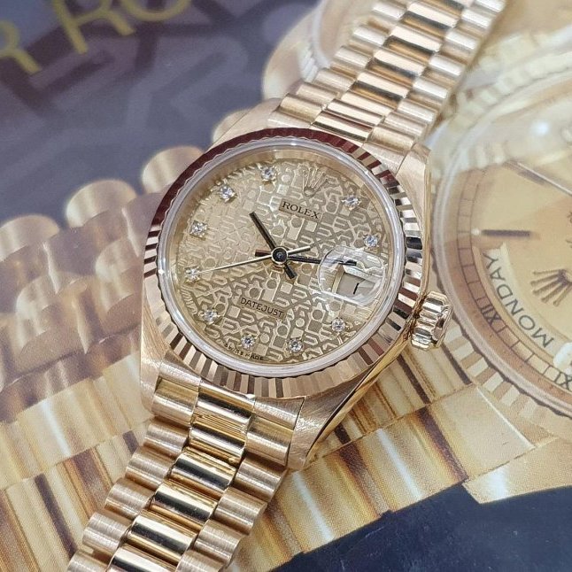 【大眾名錶】ROLEX 勞力士 69178 Datejust 18K金女錶 金色十鑽紀念面盤 大眾名錶B1101-5