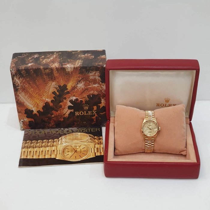 【大眾名錶】ROLEX 勞力士 69178 Datejust 18K金女錶 金色十鑽紀念面盤 大眾名錶B1101-8