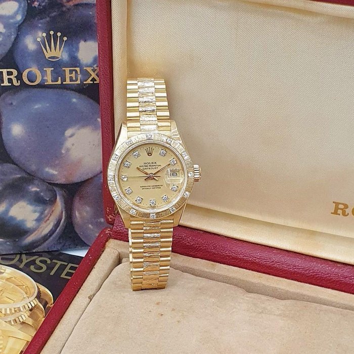 【大眾名錶】ROLEX 勞力士 69288 Datejust 蠔式日誌 18K金女錶 市場罕見金十鑽面 大眾名錶B1102-3