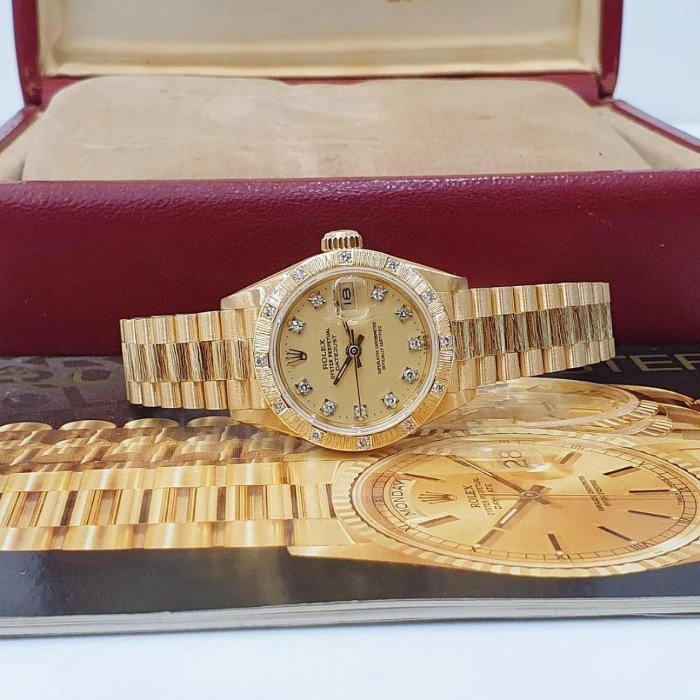 【大眾名錶】ROLEX 勞力士 69288 Datejust 蠔式日誌 18K金女錶 市場罕見金十鑽面 大眾名錶B1102-4