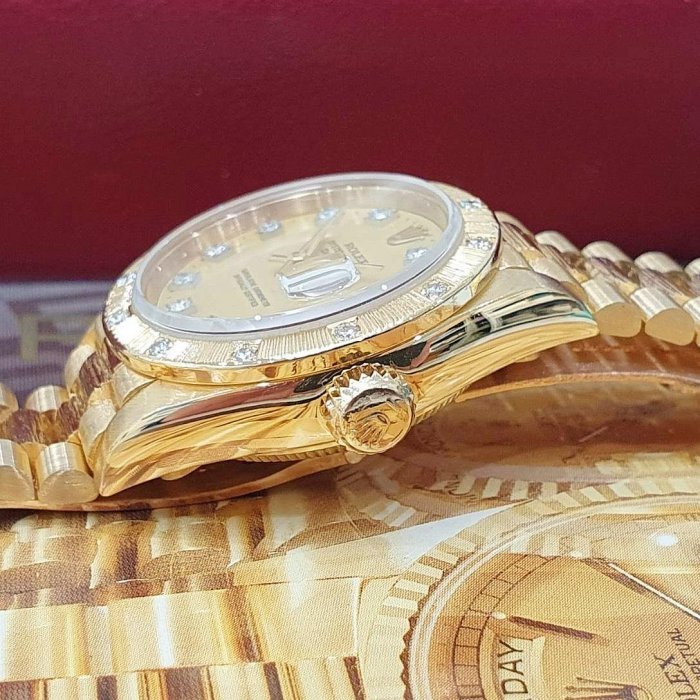 【大眾名錶】ROLEX 勞力士 69288 Datejust 蠔式日誌 18K金女錶 市場罕見金十鑽面 大眾名錶B1102-5