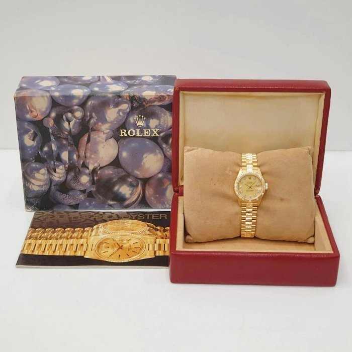 【大眾名錶】ROLEX 勞力士 69288 Datejust 蠔式日誌 18K金女錶 市場罕見金十鑽面 大眾名錶B1102-9