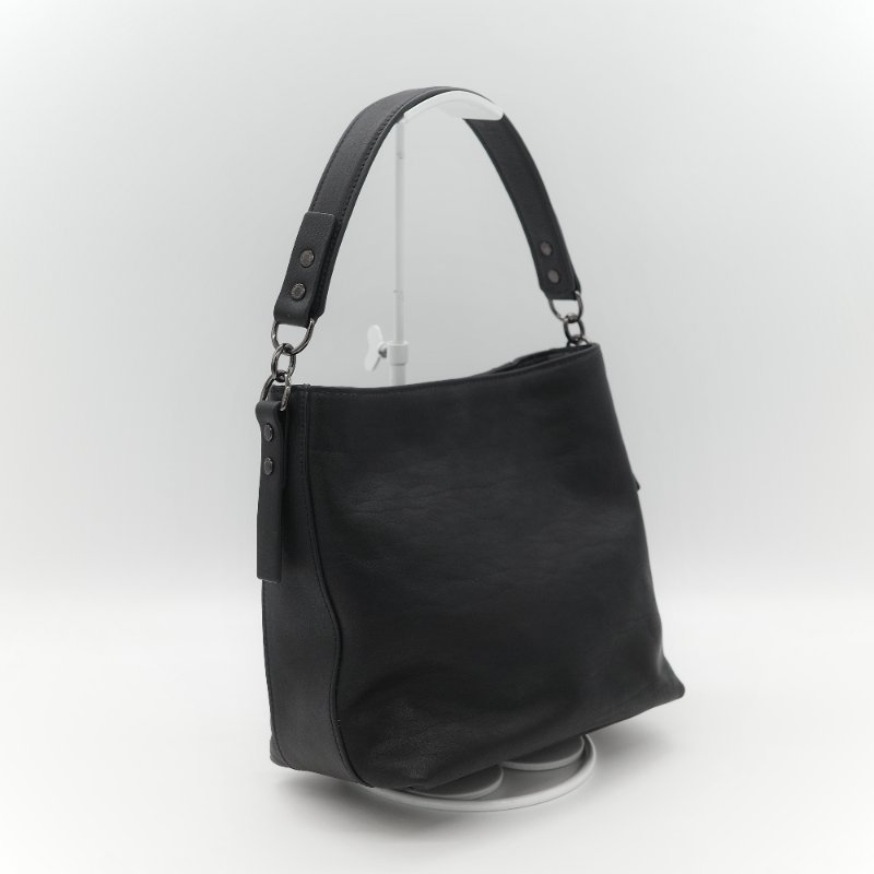 Longchamp 瓏驤 3D 立體壓印logo 經典黑色 頂級小牛皮 小型 手提斜背兩用托特包-6