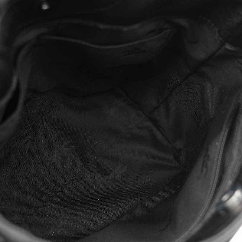 Longchamp 瓏驤 3D 立體壓印logo 經典黑色 頂級小牛皮 小型 手提斜背兩用托特包-20