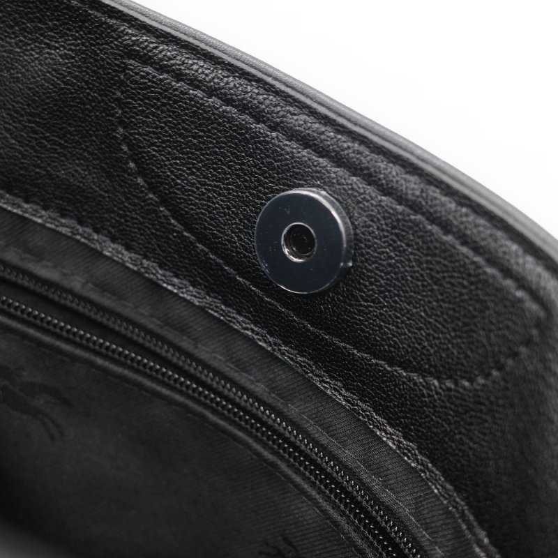 Longchamp 瓏驤 3D 立體壓印logo 經典黑色 頂級小牛皮 小型 手提斜背兩用托特包-22