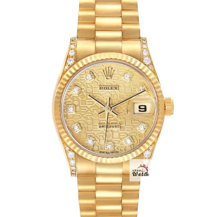 【大眾名錶】ROLEX 勞力士 69238 Datejust 18K金女錶 原廠鑽腳 新包台十鑽紀念面 大眾名錶B1096-0