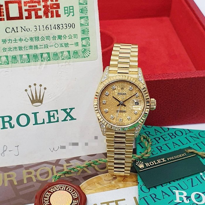 【大眾名錶】ROLEX 勞力士 69238 Datejust 18K金女錶 原廠鑽腳 新包台十鑽紀念面 大眾名錶B1096-1