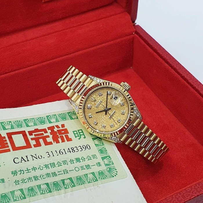 【大眾名錶】ROLEX 勞力士 69238 Datejust 18K金女錶 原廠鑽腳 新包台十鑽紀念面 大眾名錶B1096-2