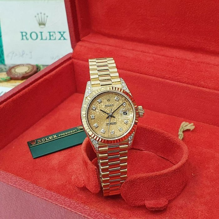 【大眾名錶】ROLEX 勞力士 69238 Datejust 18K金女錶 原廠鑽腳 新包台十鑽紀念面 大眾名錶B1096-3