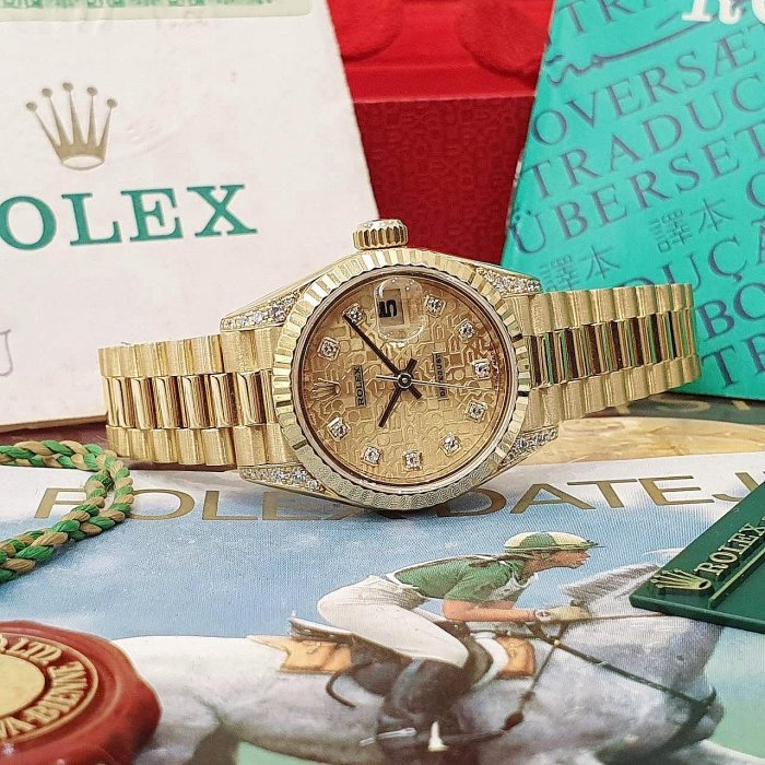 【大眾名錶】ROLEX 勞力士 69238 Datejust 18K金女錶 原廠鑽腳 新包台十鑽紀念面 大眾名錶B1096-4