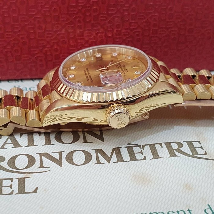 【大眾名錶】ROLEX勞力士 69178 Datejust 18K金女錶 金面十鑽 舊包台 台灣AD 大眾名錶B1202-5