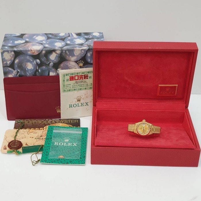 【大眾名錶】ROLEX勞力士 69178 Datejust 18K金女錶 金面十鑽 舊包台 台灣AD 大眾名錶B1202-9