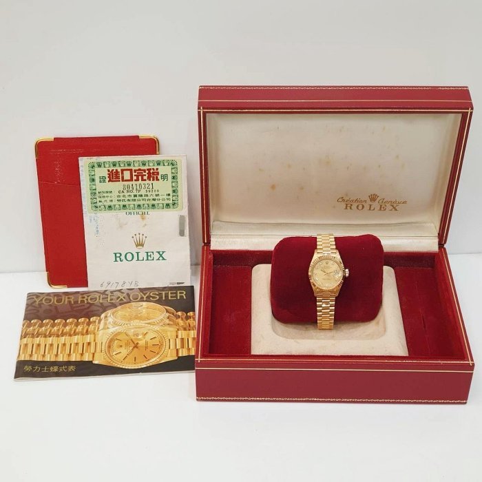 【大眾名錶】ROLEX 勞力士 69178 Datejust 18K金女錶 金十鑽面盤 台灣AD 大眾名錶G201-9