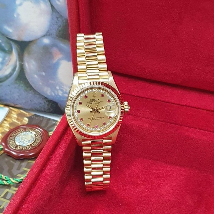 【大眾名錶】ROLEX 勞力士 69178 Datejust 蠔式女錶 18K金 紅寶多層鑽面盤  大眾名錶B1094-0