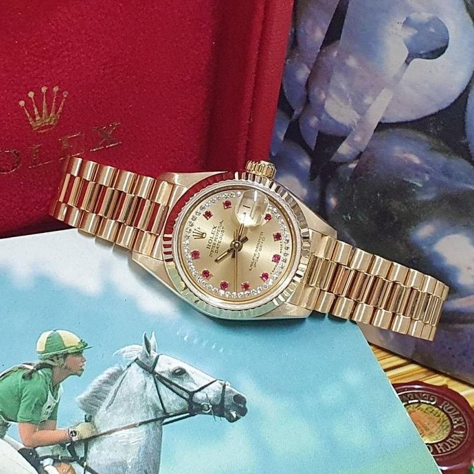 【大眾名錶】ROLEX 勞力士 69178 Datejust 蠔式女錶 18K金 紅寶多層鑽面盤  大眾名錶B1094-1