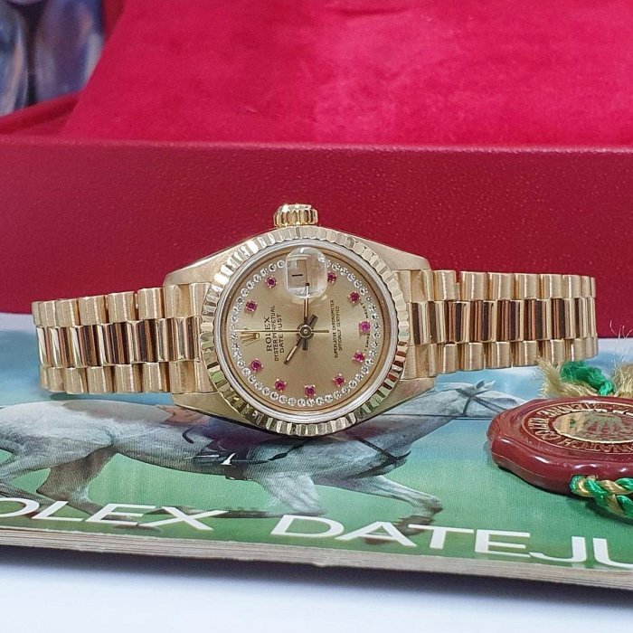 【大眾名錶】ROLEX 勞力士 69178 Datejust 蠔式女錶 18K金 紅寶多層鑽面盤  大眾名錶B1094-3