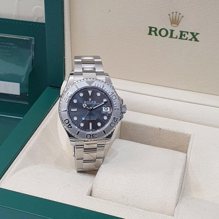 【大眾名錶】ROLEX 勞力士 268622 Yacht-Master 中型遊艇 灰面藍針 2020 大眾名錶B1152-3