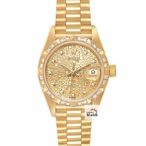 【大眾名錶】ROLEX勞力士 69258 Datejust 蠔式18K金女錶 金十鑽紀念面 原鑲金字塔 大眾名錶G157