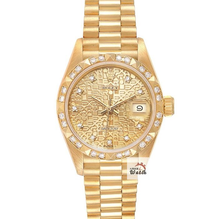 【大眾名錶】ROLEX勞力士 69258 Datejust 蠔式18K金女錶 金十鑽紀念面 原鑲金字塔 大眾名錶G157-0