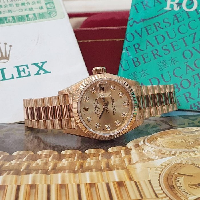 【大眾名錶】ROLEX 勞力士 69178 Datejust 18K金女錶 新包台 金十鑽 台灣AD 大眾名錶G218-2