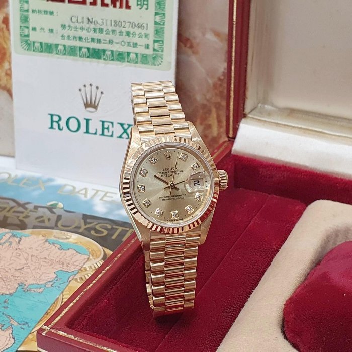 【大眾名錶】ROLEX 勞力士 69178 Datejust 18K金女錶 新包台 金十鑽 台灣AD 大眾名錶G218-3
