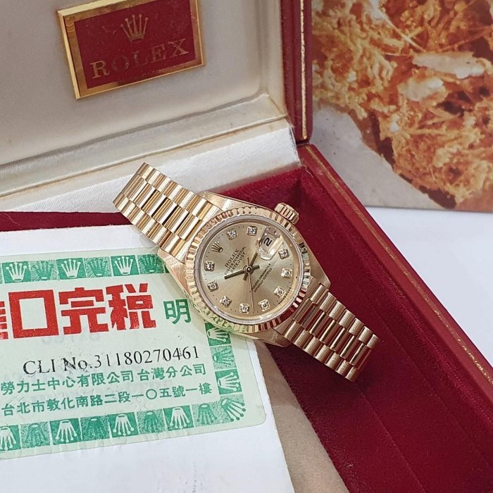 【大眾名錶】ROLEX 勞力士 69178 Datejust 18K金女錶 新包台 金十鑽 台灣AD 大眾名錶G218-4