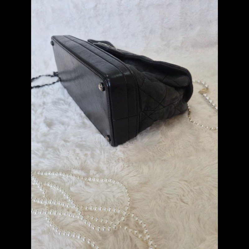 Chanel 黑銀牛皮硬底流浪機場包-3