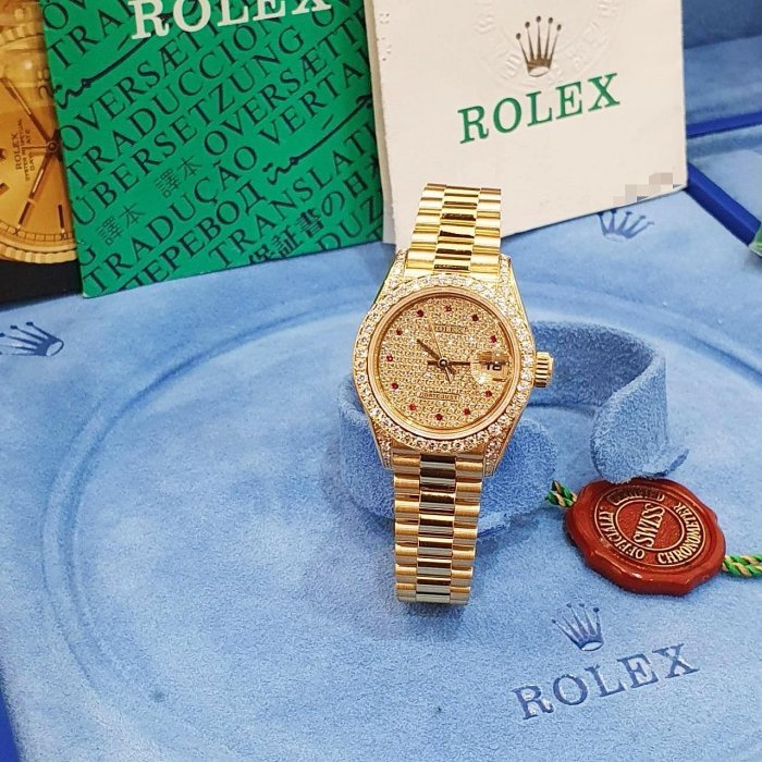 【大眾名錶】ROLEX 勞力士 69158 Datejust 18K女錶 原廠滿天星鑽面盤 原廠鑽圈 大眾名錶B1127-1