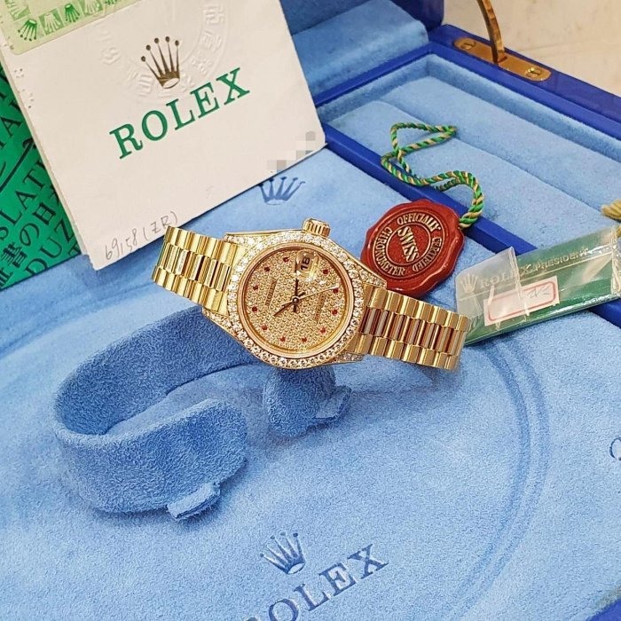 【大眾名錶】ROLEX 勞力士 69158 Datejust 18K女錶 原廠滿天星鑽面盤 原廠鑽圈 大眾名錶B1127-2