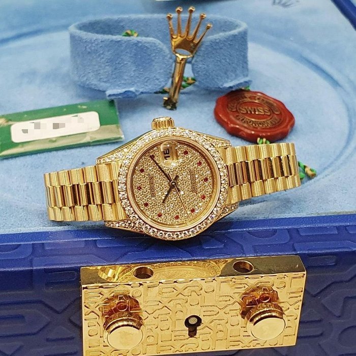 【大眾名錶】ROLEX 勞力士 69158 Datejust 18K女錶 原廠滿天星鑽面盤 原廠鑽圈 大眾名錶B1127-4