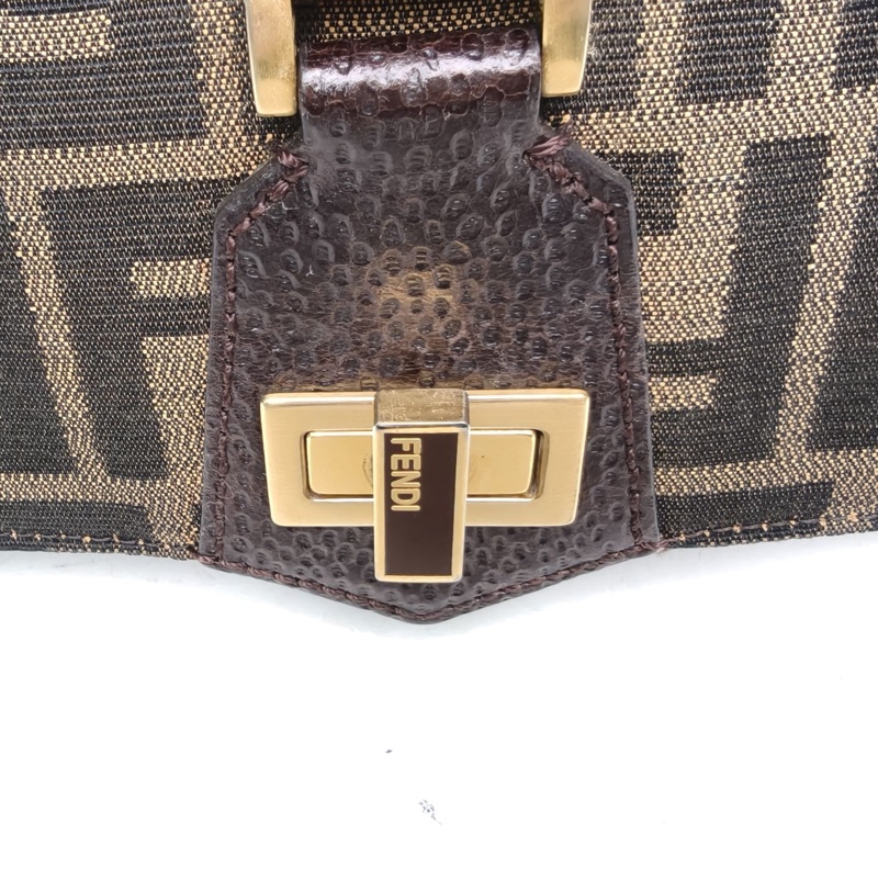 FENDI 老花帆布中古FF斜挎包風琴款-4