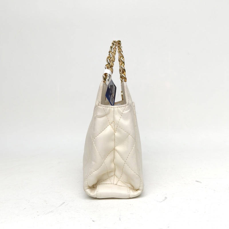 CHANEL 米白色牛皮9開金扣中古kelly手提包龍骨手提-1