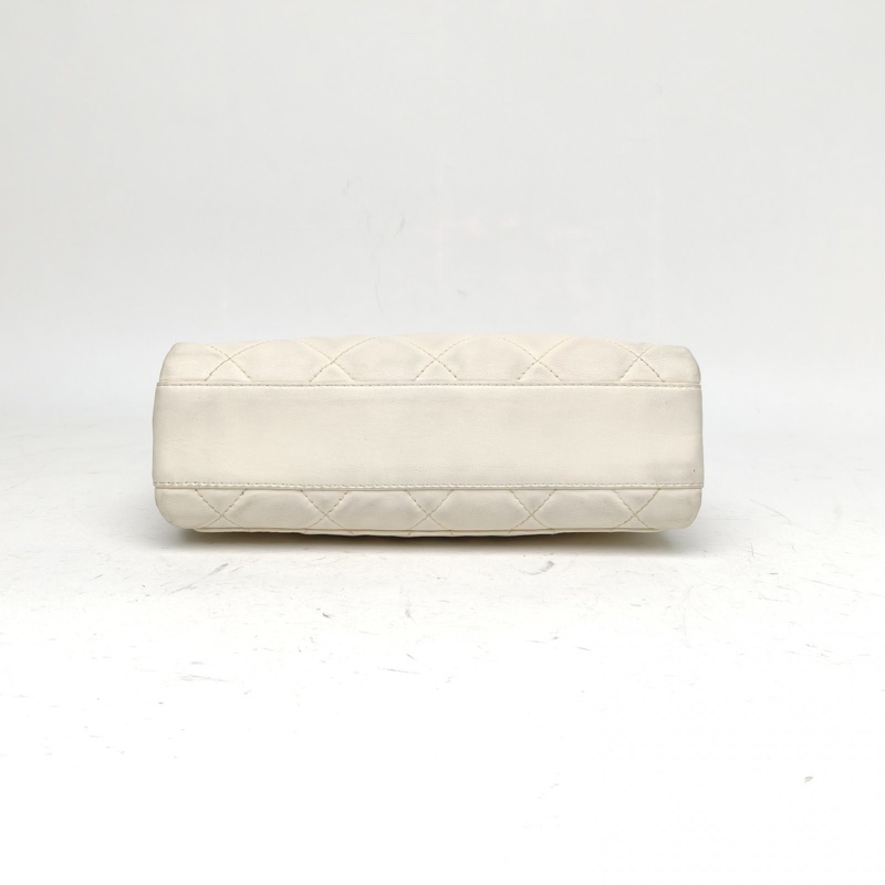 CHANEL 米白色牛皮9開金扣中古kelly手提包龍骨手提-3