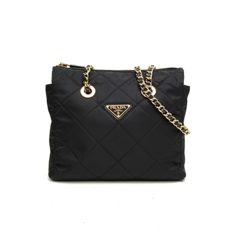 PRADA Chaine再生尼龍托特包黑色尼龍金扣
