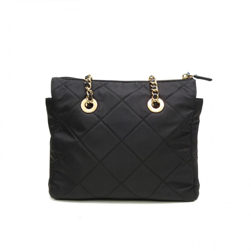 PRADA Chaine再生尼龍托特包黑色尼龍金扣-2