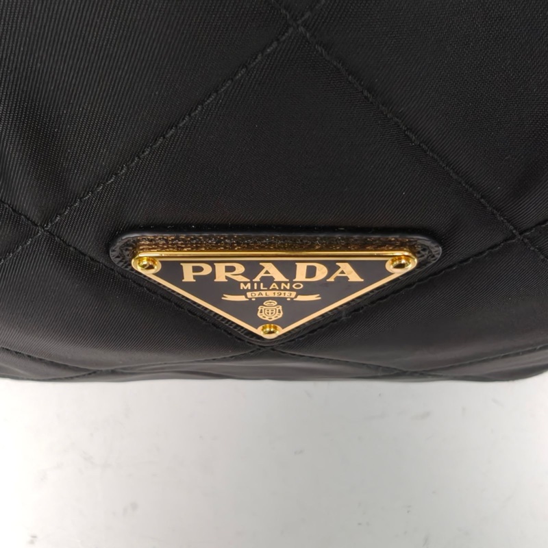 PRADA Chaine再生尼龍托特包黑色尼龍金扣-4