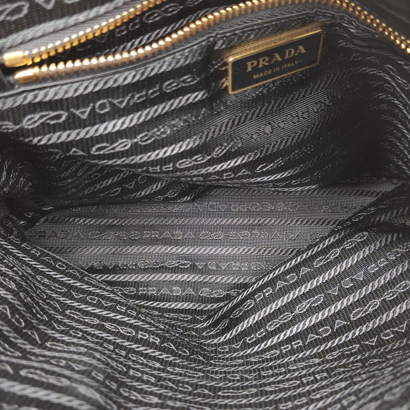 PRADA Chaine再生尼龍托特包黑色尼龍金扣-5