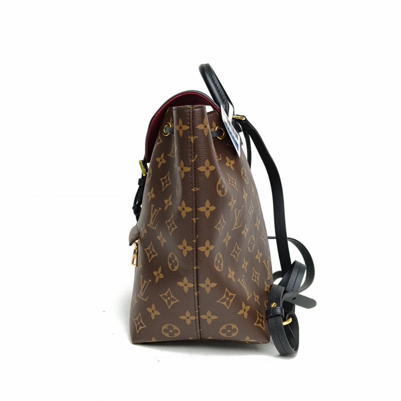 LOUIS VUITTON Montsouris字母Logo掛飾雙肩包小號黑色PVC晶片-1